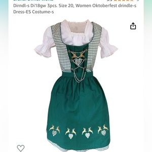 Green Checked Oktoberfest Dirndl German Women’s Costume